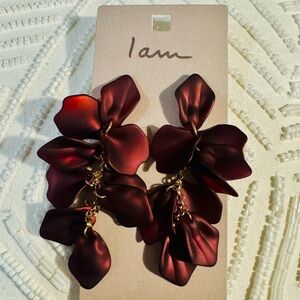 Burgundy Petal Drop Earrings